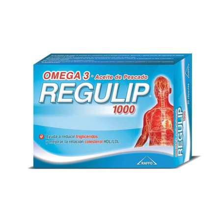 Regulip 1000 1 g, omega 3 y ácidos grasos que ayudan a proteger el sistema cardiovascular en forma natural x 20 cápsulas.
