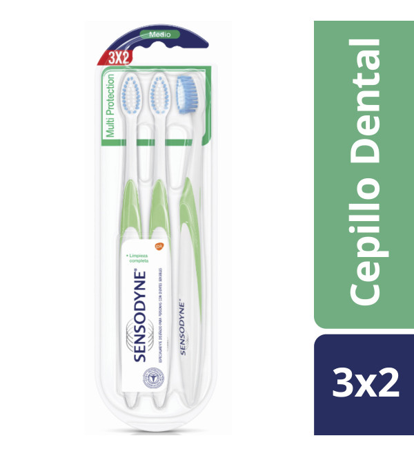 Sensodyne multi protec cepillo dental, tiene un cabezal redondo que permite llegar a áreas difíciles 3 x 2 unidades.
