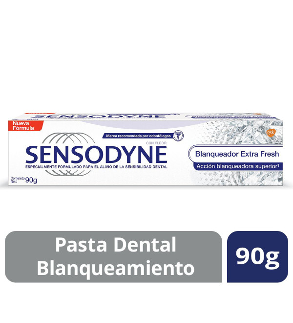 Sensodyne pasta dental blanqueadora extra fresh, protección diaria contra la sensibilidad x 90 ml.