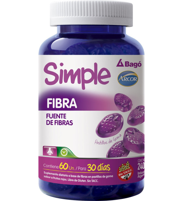 Simple fibra frutos rojos, promueve el crecimiento de la flora bacteriana x 60 unidades.