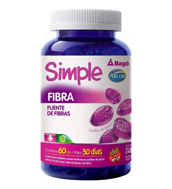 Simple fibra frutos rojos, promueve el crecimiento de la flora bacteriana x 60 unidades.