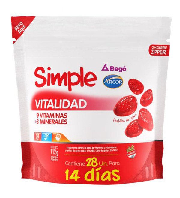 Simple pastillas vitalidad pack x 28 unidades.
