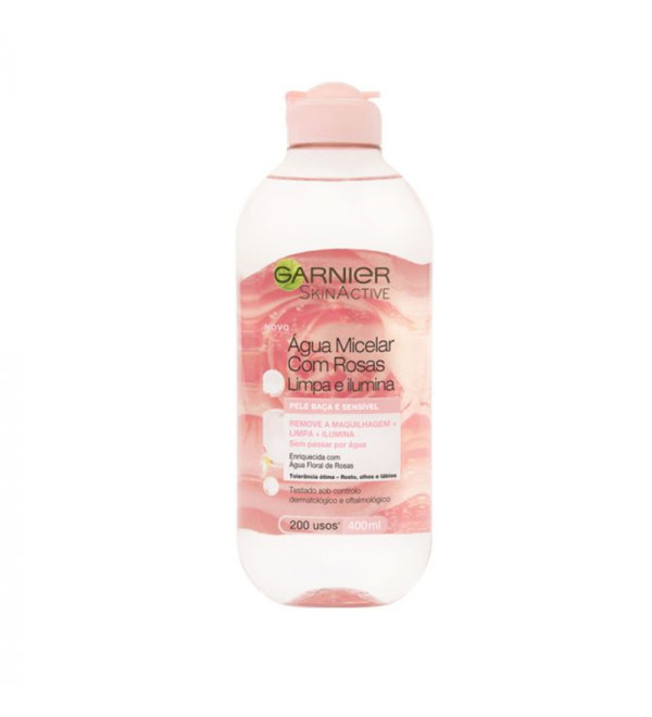 Garnier skin active agua micelar de limpieza facial con rosas x 400 ml.