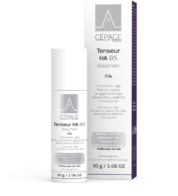 Cepage tenseur ha b5 volumen airl, crema de cuidado diario de pieles maduras, redensifica, rellena arrugas profundas x 30 grs.
